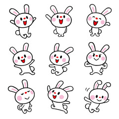 Obraz premium ウサギキャラの色々ポーズセット1