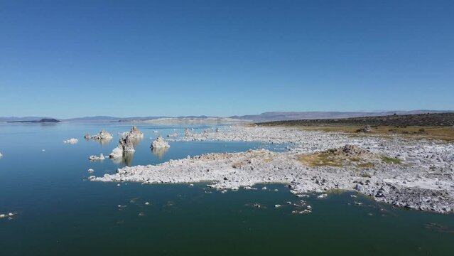 4K Drone Aerial Video of Tufa Rocks in Mono Lake, Eastern Sierra, California