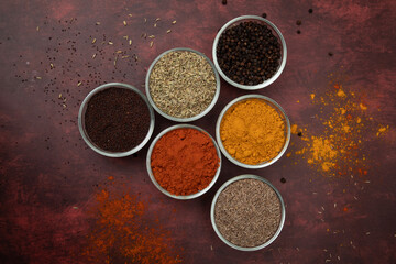 BOWL OF SPICES:
The image is all about the basic Indian spices used in almost all food for tempering(chilli powder, turmeric powder, mustard,fennel seed, cumin seed, peppercorn)
