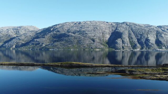 majestic aerial sea view with islands and mountains in Helgeland, northern Norway