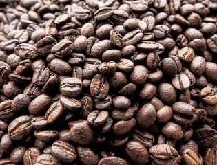 로스팅된 커피원두 배경, 갈색