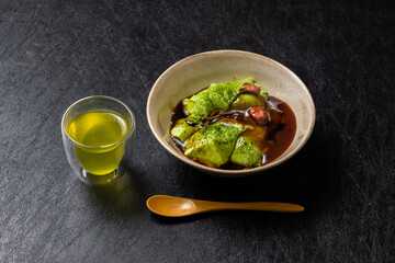 抹茶の和プリン　traditional Japanese Sweet taste desert