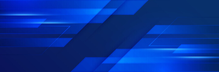 Obraz premium Blue abstract vector long banner background. Modern abstract gradient dark navy blue banner background. Design for poster, template on web, backdrop, brochure, flyer, landing page, and webinar