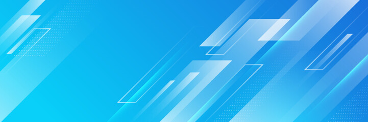 Blue abstract vector long banner background. Modern abstract gradient dark navy blue banner background. Design for poster, template on web, backdrop, brochure, flyer, landing page, and webinar