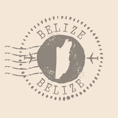 Stamp Postal of  Belize . Map Silhouette rubber Seal.  Design Retro Travel. Seal of Map Belize  grunge  for your design.  EPS10