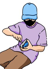 illustration - man sitting on a toy car