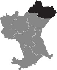 Black flat blank highlighted location map of the ORTSCHAFT NORDOST MUNICIPALITY inside gray administrative map of Salzgitter, Germany