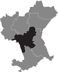 Black flat blank highlighted location map of the ORTSCHAFT WEST MUNICIPALITY inside gray administrative map of Salzgitter, Germany