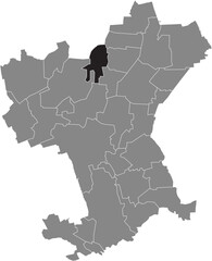Black flat blank highlighted location map of the 
ENGELNSTEDT DISTRICT inside gray administrative map of Salzgitter, Germany