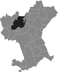 Black flat blank highlighted location map of the 
LEBENSTEDT DISTRICT inside gray administrative map of Salzgitter, Germany