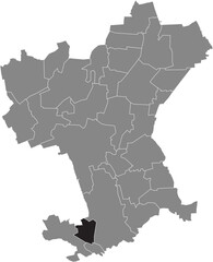 Black flat blank highlighted location map of the GITTER DISTRICT inside gray administrative map of Salzgitter, Germany