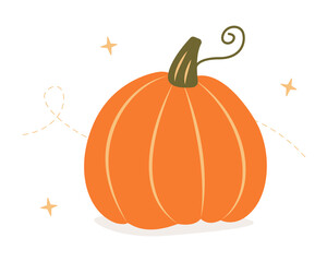 Pumpkin isolated on white background. Design element for Thanksgiving and Halloween. Vector illustration
