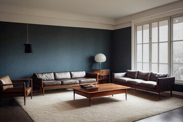 Modern minimalistic luxury living room interior, 3d render, 3d illustration