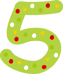 Christmas five number decoration lettering