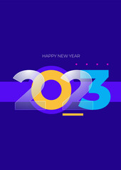 Happy New 2023 Year! 2023 typography logo design concept. Happy new year 2023 logo design. Minimalistic trendy backgrounds for branding, banner, cover, card