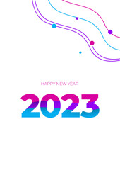 Happy New 2023 Year! 2023 typography logo design concept. Happy new year 2023 logo design. Minimalistic trendy backgrounds for branding, banner, cover, card