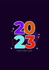 Creative concept of 2023 Happy New Year posters. Design templates with typography logo 2023 for celebration and season decoration. Minimalistic trendy backgrounds for branding, banner, cover, card