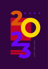 Creative concept of 2023 Happy New Year posters. Design templates with typography logo 2023 for celebration and season decoration. Minimalistic trendy backgrounds for branding, banner, cover, card