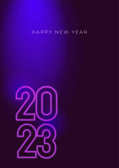 Creative concept of 2023 Happy New Year posters. Design templates with typography logo 2023 for celebration and season decoration. Minimalistic trendy backgrounds for branding, banner, cover, card