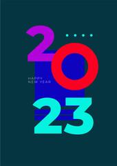 Happy New Year 2023 Greetings colorful poster design template