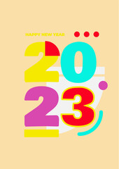 Happy New Year 2023 Greetings colorful poster design template