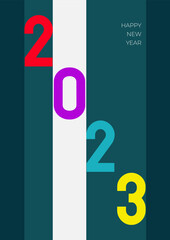 Happy New Year 2023 Greetings colorful poster design template