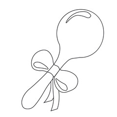 rattle baby toy with bow ribbon isolated icon vector illustration