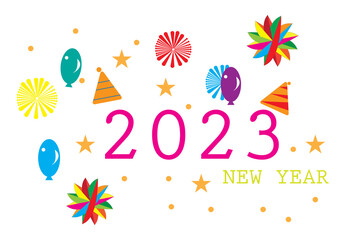 Background ballon happy new year 2023.Happy New Year 2023. Background realistic golden balloons. Decorative design elements.