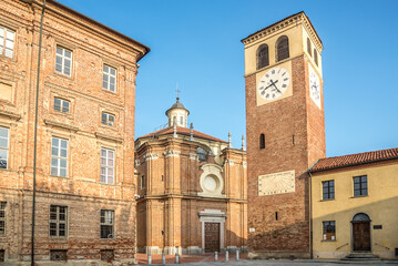 View at the Church and bell tower in Riva presso Chieri village - Italy