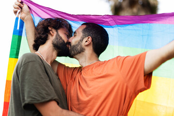 Obraz premium Happy couple kissing. LGBT community..