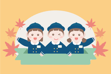 유치원복 입은 어린이 캐릭터 일러스트 이미지