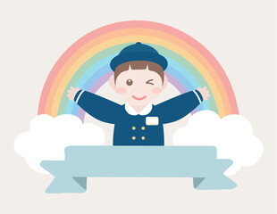 유치원복 입은 어린이 캐릭터 일러스트 이미지