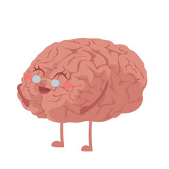 Cute human brain on white background