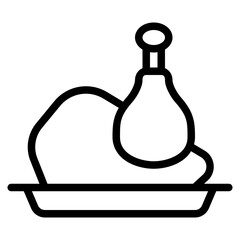 turkey meat icon with solid line style. Suitable for website design, logo, app and UI.