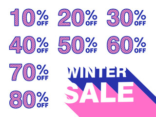 ウインターセールのピンク数字セット（背景なし）