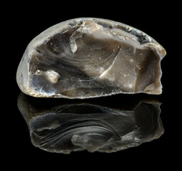 chalcedony flint stone on break side in detail