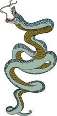 Outline of snake vector. Hand drawn cobra isolate on white background.
