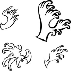 Japanese wave tattoo design isolate vector.Chinese cloud vector for coloring book and printing on white background.