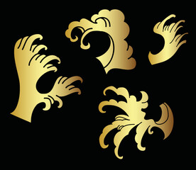 Japanese wave tattoo design isolate vector.Chinese cloud vector for coloring book and printing on white background.