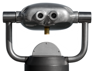 Coin operated electronic binoculars for tourists isolated on a white or transparent background. Photography, png.