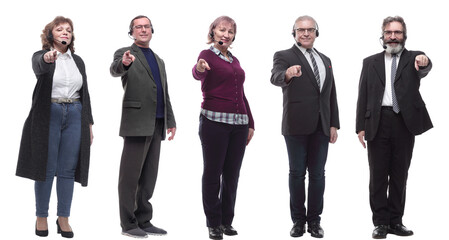 Fototapeta na wymiar group of business people with microphone isolated