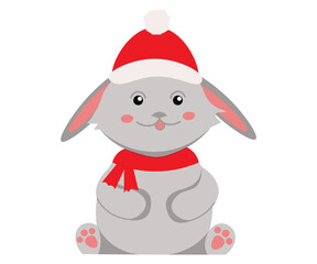 a rabbit in a Santa Claus hat