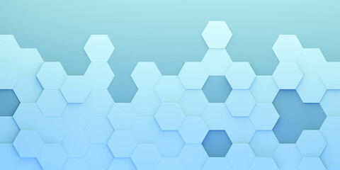 Blue hexagons hexagonal background abstract futuristic geometric backdrop or wallpaper with copy space for text