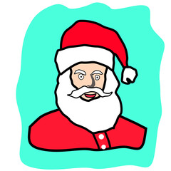 Santa Claus's face. Happy Santa Claus. Merry christmas. Vector illustration.