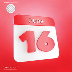 Calendar 16 june 3d premium