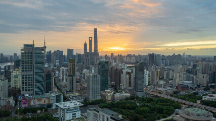 Naklejka na ściany i meble The morning cityscape in Shanghai, China.