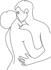 Abstract Couple Line Art Drawing for Romantic Posters, Wall Decor, Prints. Couple Body One Line Art Drawing. Love Minimalist illustration.