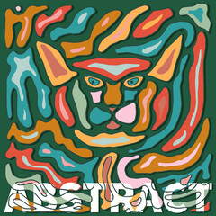 Vector cat abstraction. The inscription of the word abstraction. For print and web.
