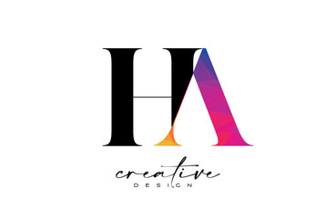 HA Letter Design with Creative Cut and Colorful Rainbow Texture