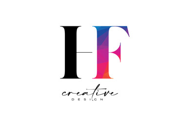 HF Letter Design with Creative Cut and Colorful Rainbow Texture